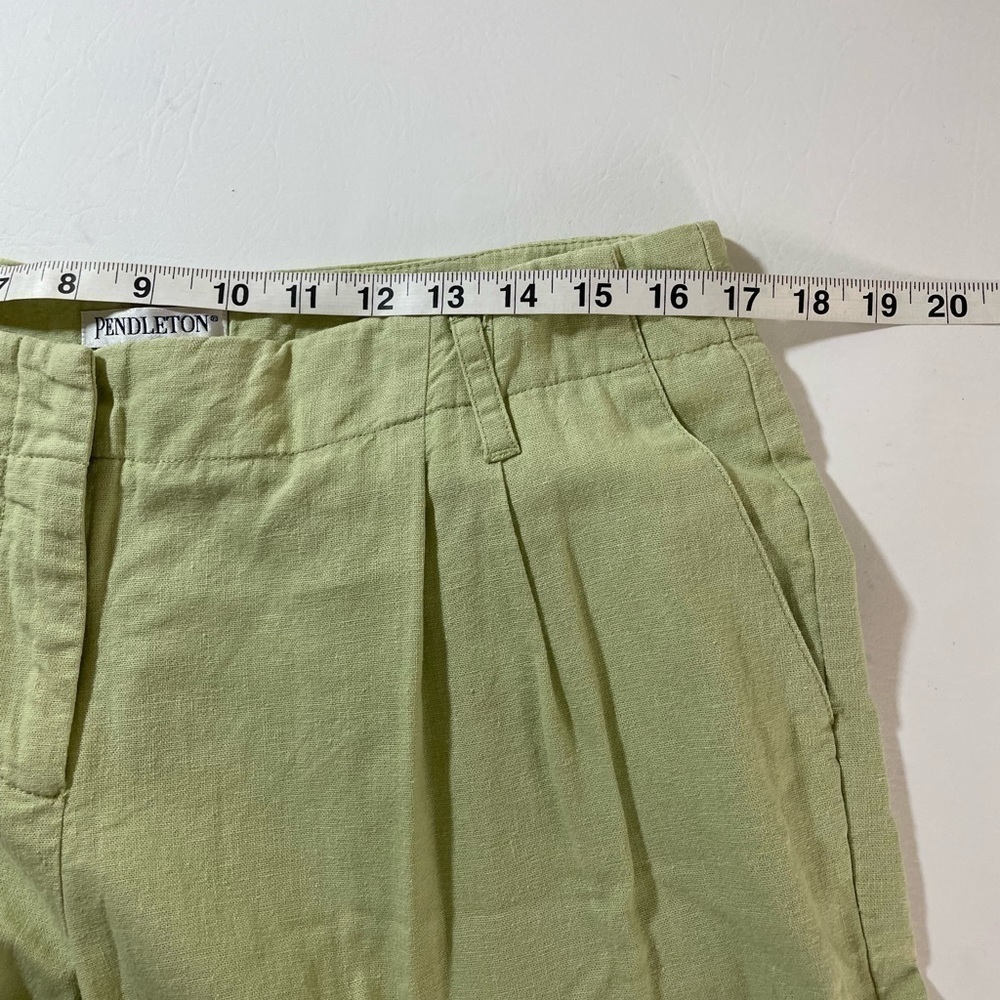 Pendleton Linen Blend Bermuda Shorts Woman’s Green Pockets Size 12 - Picture 5 of 11